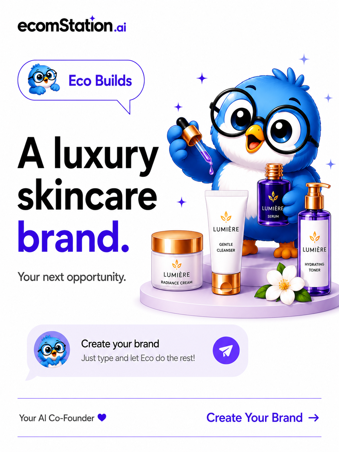 Ecomstation.ai Ecomstation.ai — build a luxury skincare brand with your AI co-founder